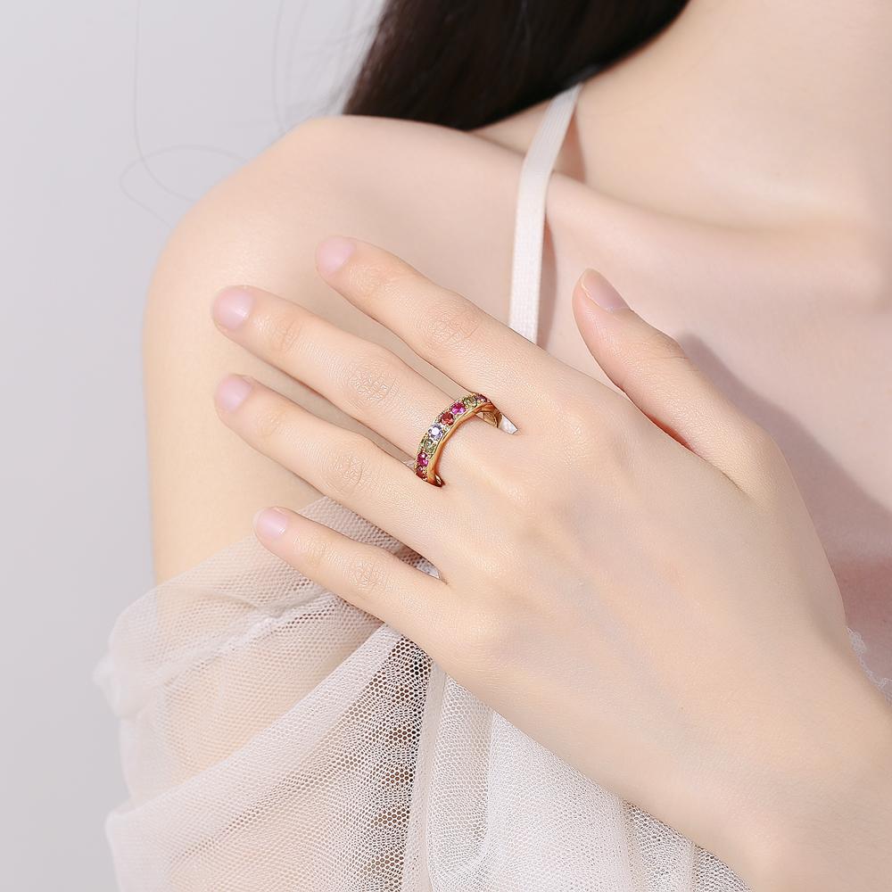 Красочное кольцо с цирконием, серебряные кольца, простой стиль, ювелирные изделия на руку для женщин, кольцо с позолотой 18 карат