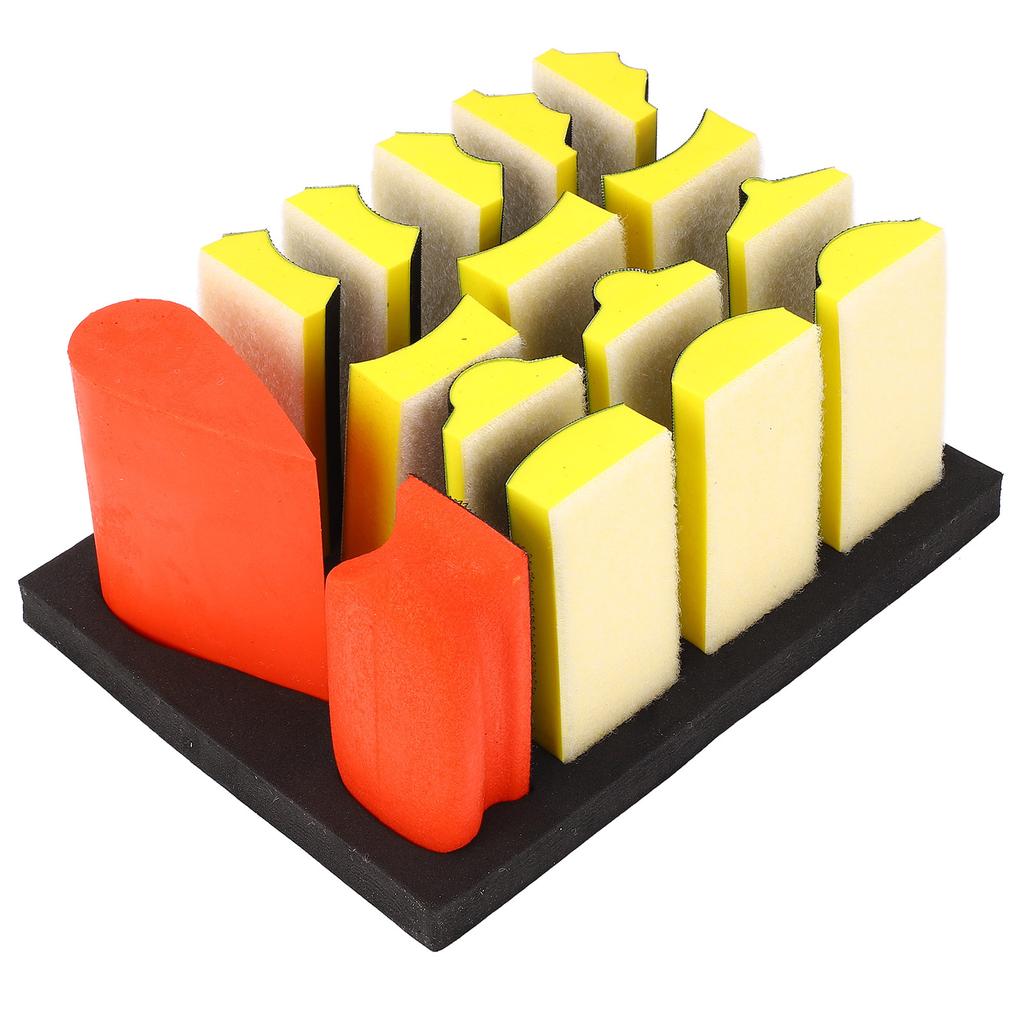 16 шт. Ручные шлифовальные блоки Самоклеящийся Паз Изогнутая поверхность Полировальный блок для деревообработки