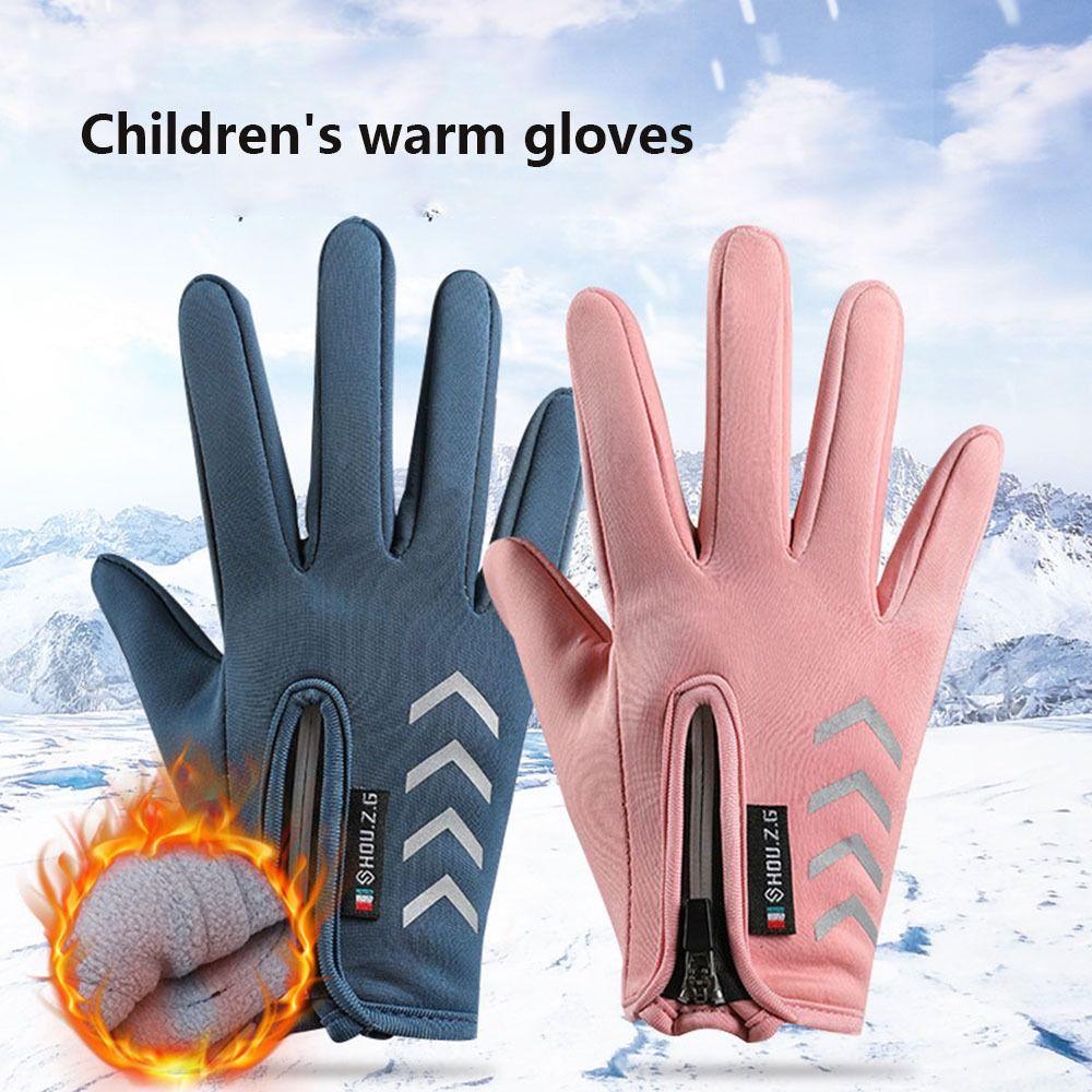 Cold Wingproof Warm Kids Gloves with Zipper Bicycle Sports Mittens  Kids Gift