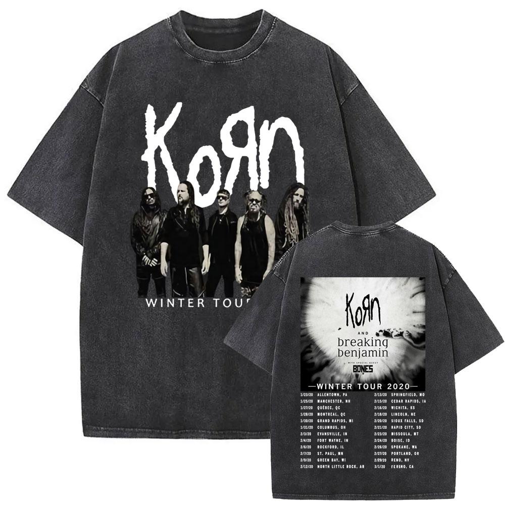 Стирка Винтажная Рок-группа Korn Ftl Follow The Leader Футболка Мужская Готическая Повседневная Оверсайз Футболки Мужская Футболка Мужская Винтажная Футболка