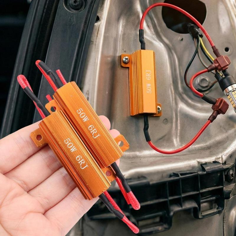 2pcs LED Indicator Ballast Load Resistor Flash Rate Relay Turn Signal Bulbs 50W 6 Ohm Load Resistor with 4 T-Taps