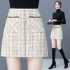 2025 Korean Style High Waist Tweed A-line Plaid Skirt for Women - Autumn/Winter Short Slimming Skirt