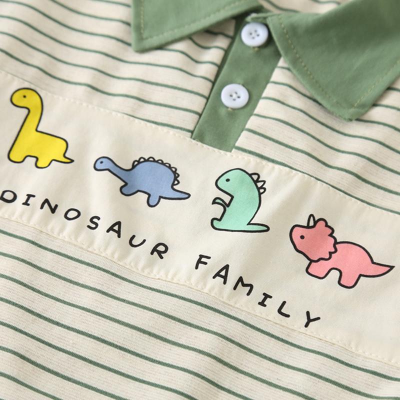 0-5-Year-old Children's Short Sleeved Set Boys' Cartoon Striped POLO Shirt Boys' Casual Cute Daily Clothes Two-piece Set