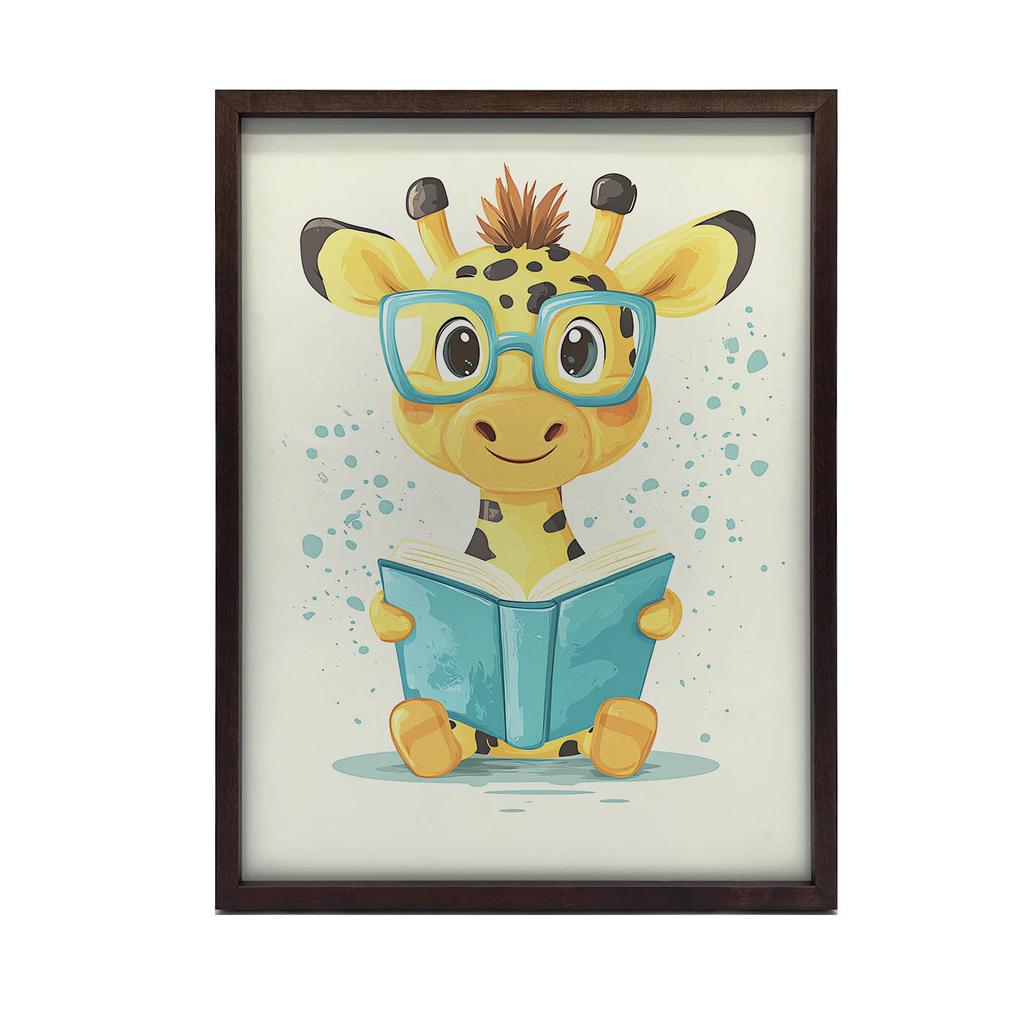 Plakat Wesoła Żyrafa W Krainie Baśni Plakat Wesoła Żyrafa W Krainie Baśni, 30X40 Cm, Bez Ramy, Płótno Premium Na Blejtramie