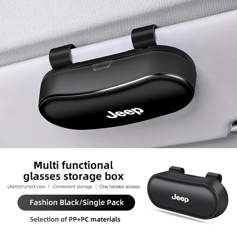 For Jeep Renegade Gladiator Grand Cherokee Compass Patriot Willys Liberty Car Visor Sunglasses Car Glasses Case Glasses Clip Box AJR1