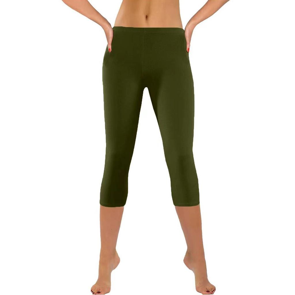 Модные повседневные однотонные брюки для йоги, леггинсы, капри
