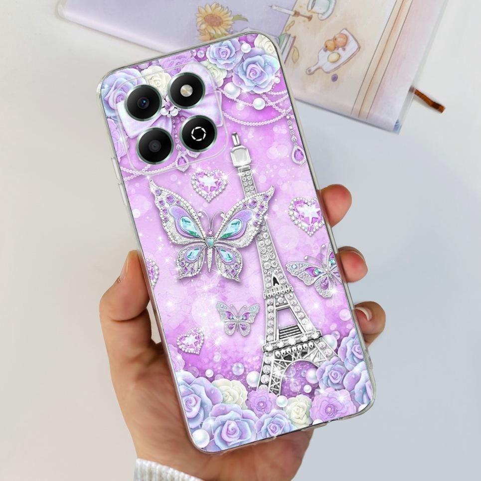 Flower Butterfly Women Fashion Back Cover For Huawei Honor X6b X6a Plus HonorX6 4G 5G Phone Funda Transparent Soft TPU Silicone