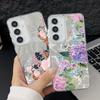 Тонкий чехол для телефона с цветочным узором и перьями для Samsung S25 Ultra S24 FE S23 A56 A36 A16 A55 TPU, ударопрочный, с мягким краем, блестящий, жесткий, из поликарбоната, задняя крышка