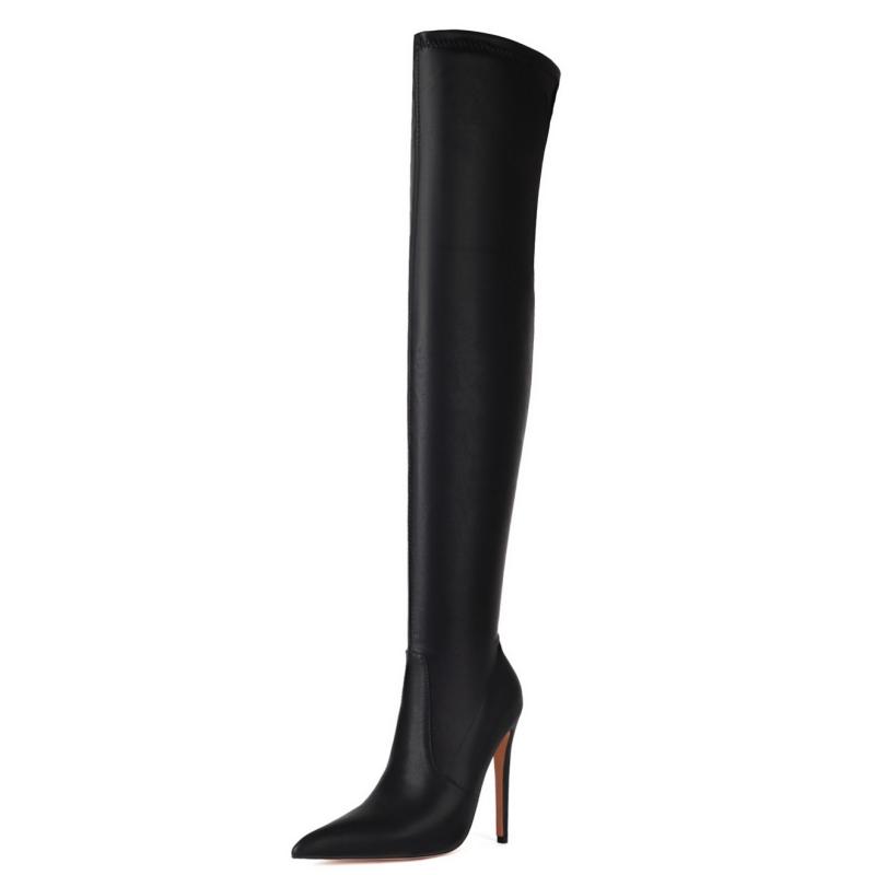 Thigh High Boots For Women 2024 Sexy Point Black Heeled Winter Women's Over the Knee Boot Long Party Fetish Dance Shoes Lady