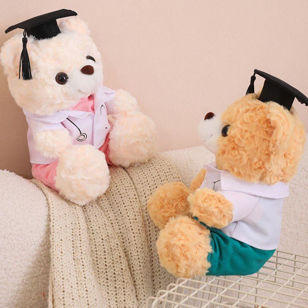 Stuffed Toy Doctor Cap Graduation Bear Doll Cartoon Bear Animal Doll Bachelor Bear Plush Toy Kids