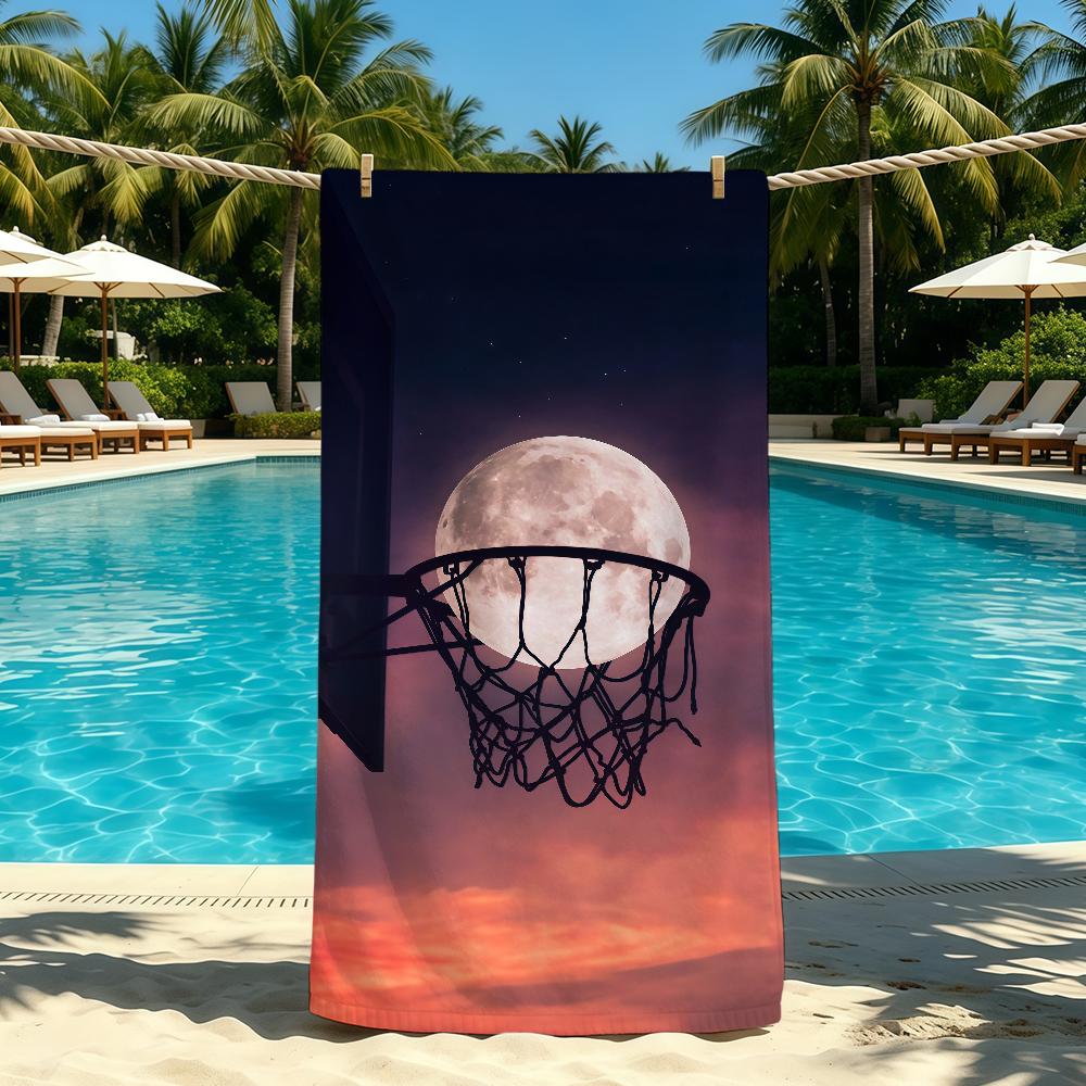 Towel For Outdoor Camping Beach Towel Moon Cool Basketball Super Absorbent Quick-Drying Summer Towel