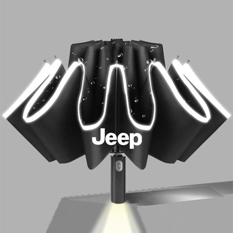 LED Umbrella Fully Automatic Dual Purpose Folding Umbrella Sticker For Jeep Grand Cherokee Wrangler JK Gladiator Compass Car ANR1