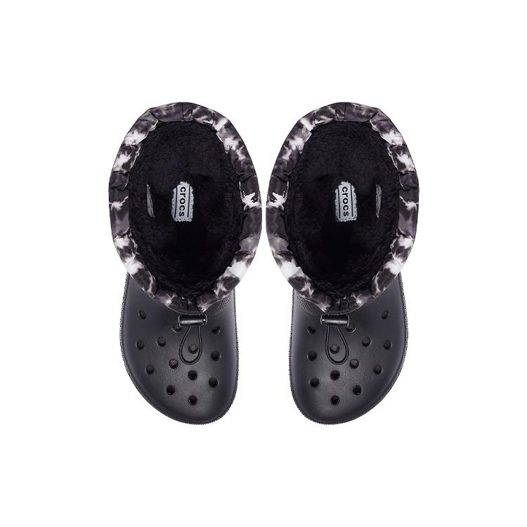 Crocs Classic Lined Neo Puff Tie Dye Boots 'Black White' Unisex 207328-001