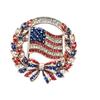 Флаг Дня Независимости США Брошь со стразами - Памятный значок Цветок Лавра