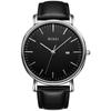 Simple Stylish Brand Popular Ultra Thin Lightweight Analog Watch Business Waterproof Quartz Arm Watch [BUREI] Men's Men's Silver-Black