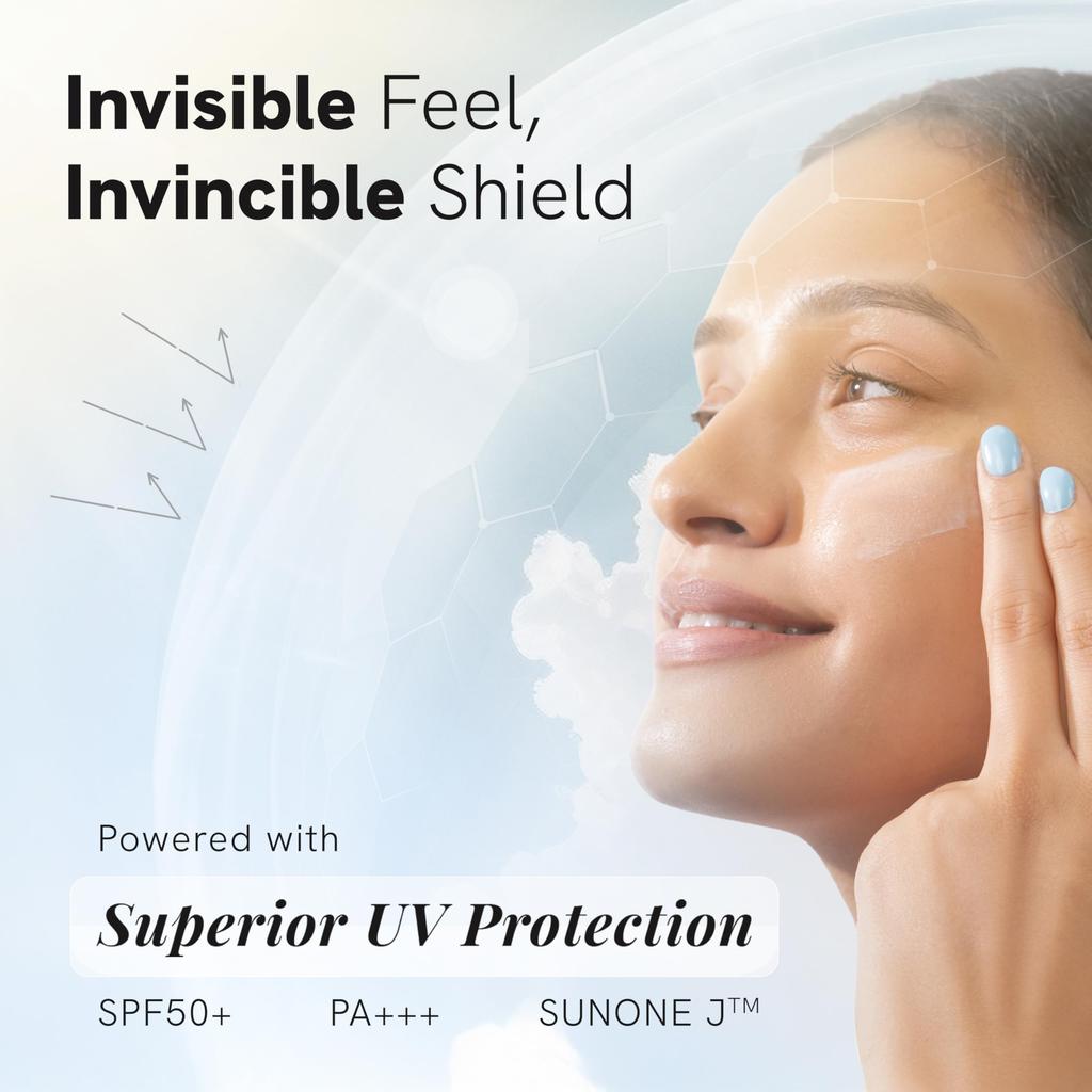 Be Bodywise Ультралегкий солнцезащитный крем SPF 50 PA+++ для жирной, сухой, склонной к акне кожи | Широкоспектральная защита и защита от синего света | Не оставляет белых следов
