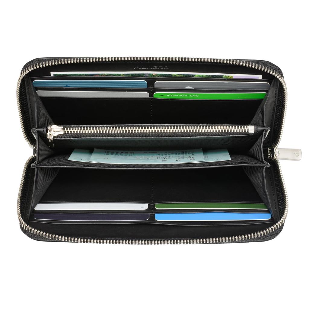 Длинный кошелек на молнии Milagro Himeji из козьей кожи (Кожа Химедзи Натуральная козья кожа Мужской большой вместимости) EA-MI-200 (зеленый)