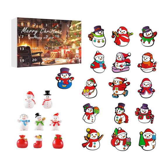 Рождественский снеговик Адвент-календарь 24-дневный обратный отсчет Рождественский подарочный набор 2D мультяшный снеговик подвесные украшения