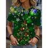 Christmas Printed T-shirt 3D Printed Floral Cartoon Round Neck Short-sleeved 2025 Summer New Ladies Top