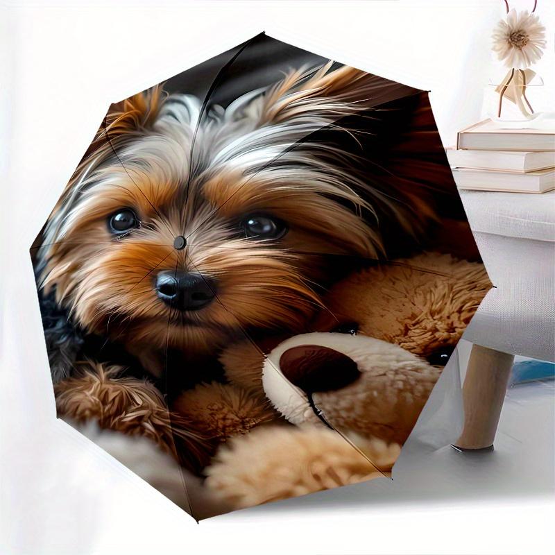 Dog,Teddy Bear Automatic Folding Umbrella 8 Ribs Lightweight Design, Durable Iron Frame, Compact and Portable, Ideal Birthday or Christmas