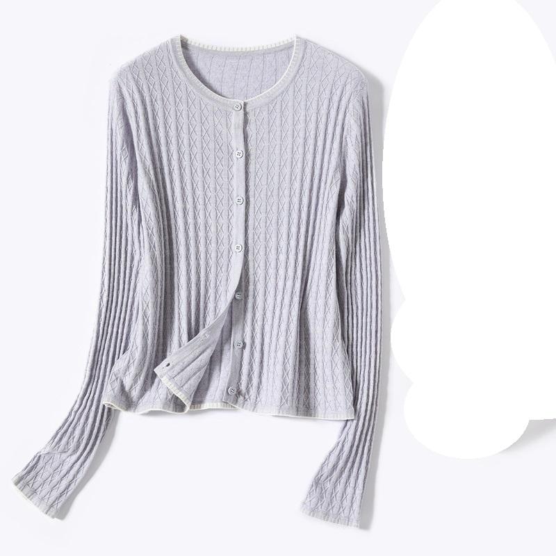 [Including Mulberry Silk] 2025 New Fashionable Dressing Round Neck Long Sleeve Small Cardigan Knitted Sweater