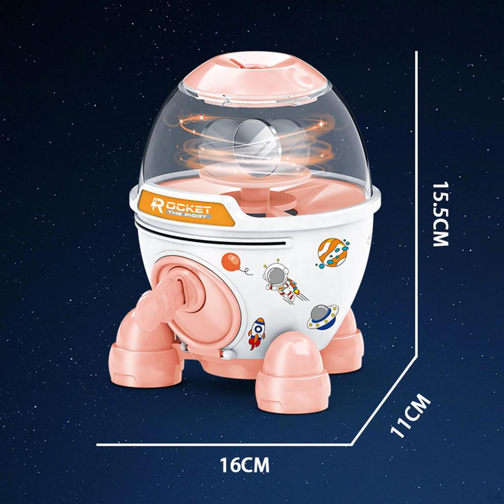 Rocket Piggy Bank ATM Saving Machine with Cute Key for Kids Boys Girls