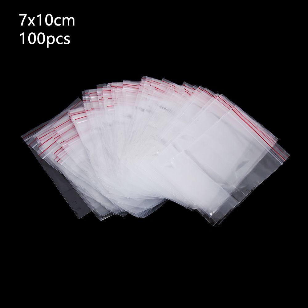 100 Pcs/pack Home Storage Self Adhesive PE Pouch Poly Clear Plastic Jewelry Zip Bags