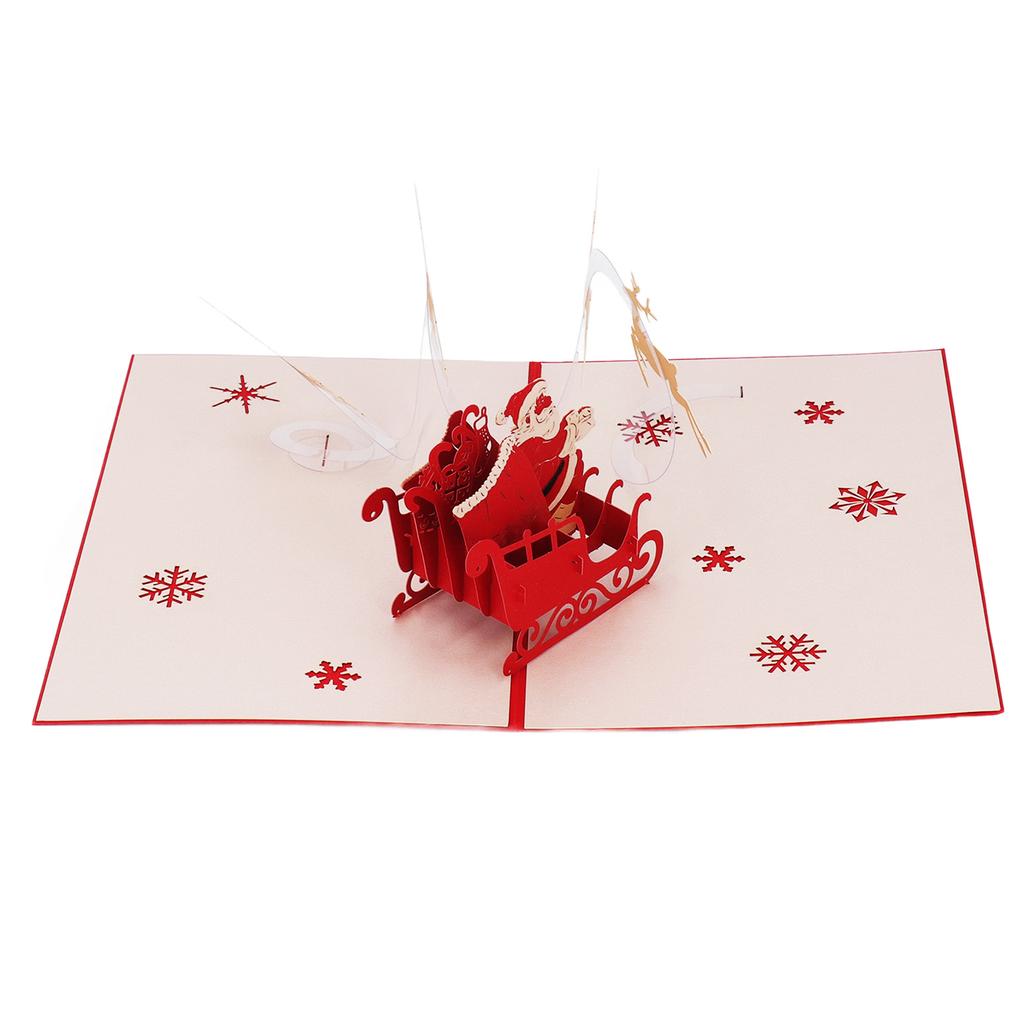 3D рождественские открытки, сделанные вручную, красиво выгравированные, повозка с оленями, 3D всплывающие поздравительные открытки для Write Blessi