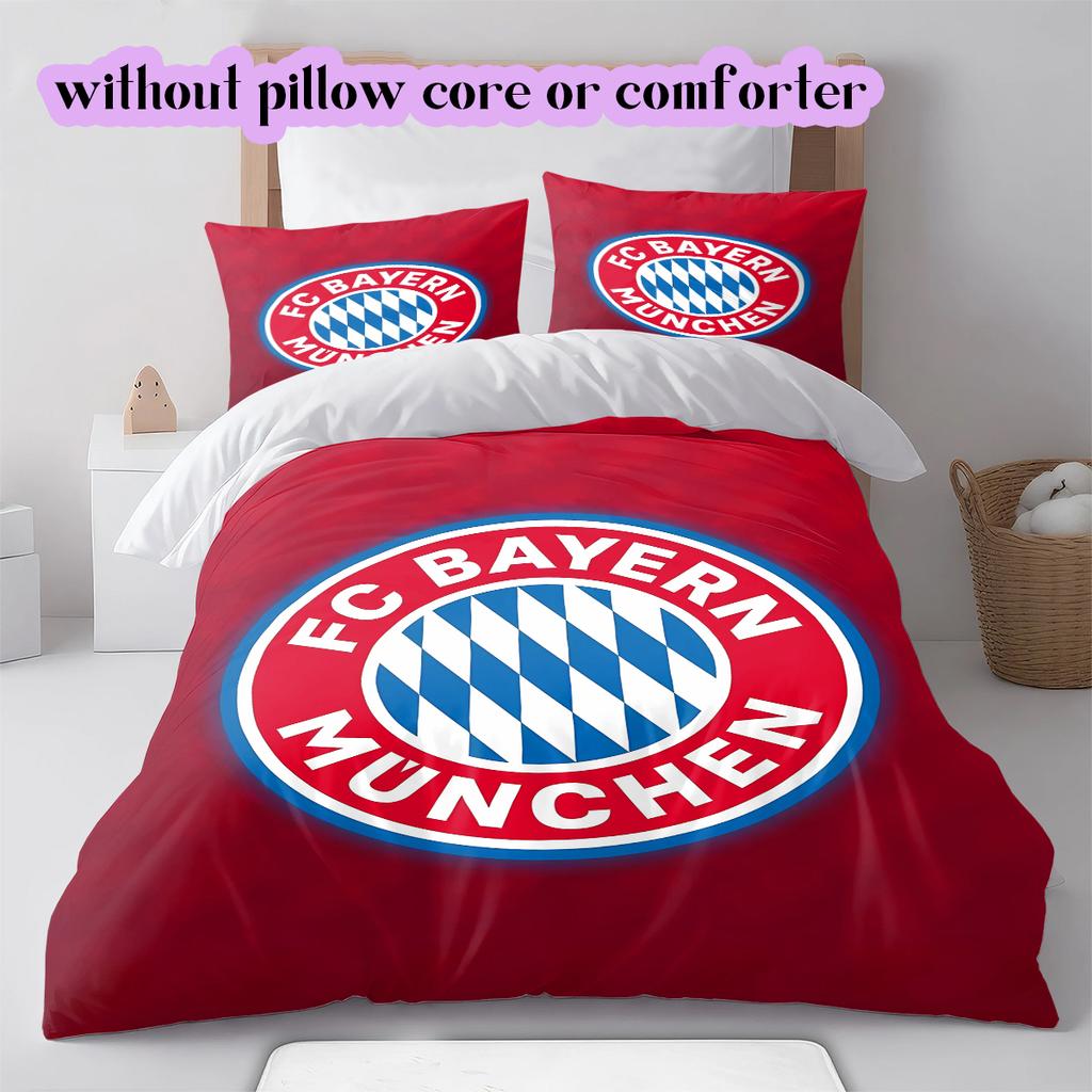 FC Bayern Munich Pattern Bedding Quilt Set Quilt Cover Pillowcase Home Decoration Birthday Gift (1 * duvet cover + 2 * pillowcase, without core)