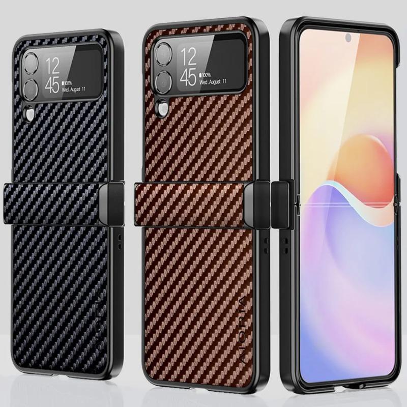 Противоударный тонкий чехол из углеродного волокна для Samsung Galaxy Z Flip 4 5G Z Flip4, нескользящий защитный чехол для всего тела, чехол для телефона Funda