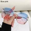 Retro Cutting Lens UV400 Women Sun Glasses Gradient Rhinestone Sunglasses Rimless Sunglasses