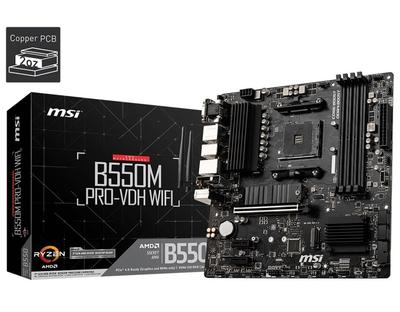 Материнская плата MSI B550M WIFI совместима с Ryzen серии 5000 Функция радиатора MicroATX AMD MB5033 PRO-VDH (АМ4) M.2 Wi-Fi [с B550]