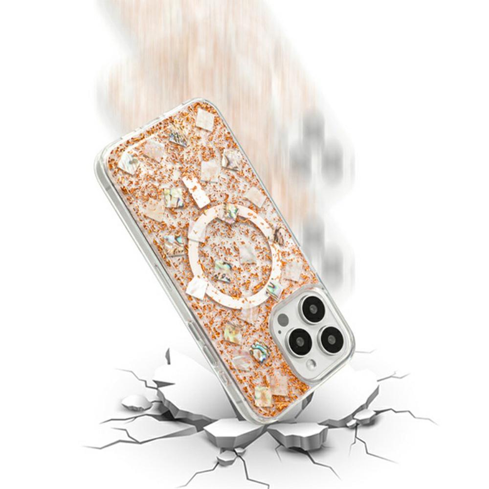 KZDOO Mag Flash Series for iPhone 16 Pro Case Compatible with MagSafe Seashell Shining TPU+PC Phone Cover