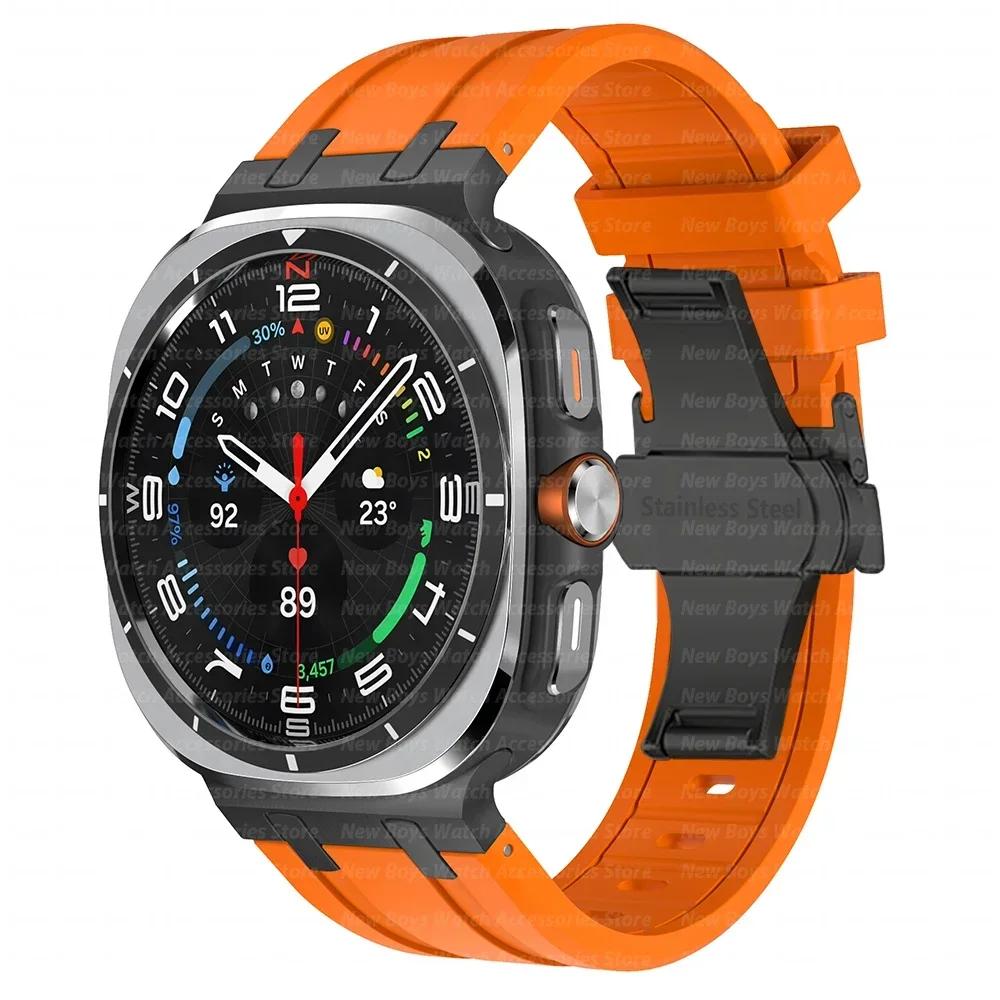 Роскошный спортивный ремешок из резины для Samsung Galaxy Ultra Watch 47 мм, силиконовый ремешок с изогнутым концом для samsung ultra 7 47 47MM, мужской браслет