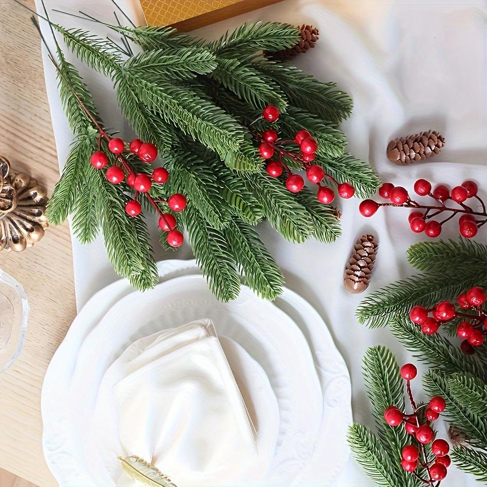 Подборка из 60 искусственных сосен, с пластиковыми зелеными сосновыми ветками для рождественского DIY-декора, зимние настольные растения