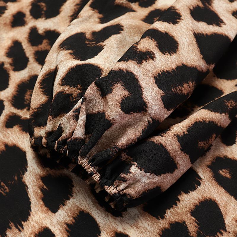 VONDA Весеннее женское вечернее платье с леопардовым принтом, элегантное свободное длинное платье с длинными рукавами и V-образным вырезом