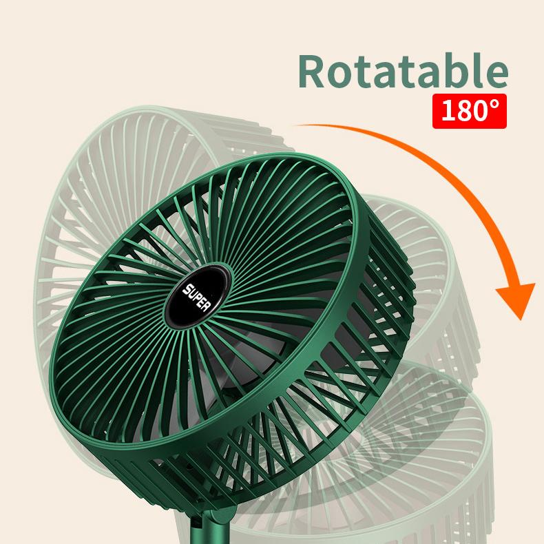 Mini Portable Desk Fan Foldaway Table Fan USB Rechargeable Pedestal Standing Floor Fan Lightweight Telescopic Fan Adjustable Height Fan
