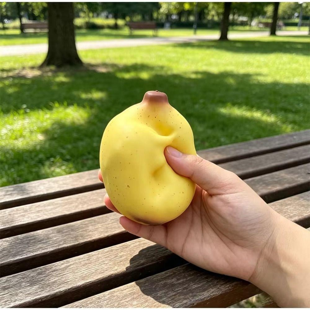 Shapeable Banana Milk Squeeze Toy Handmade Crispy Sesame Banana Squishy Toy Sensory Play