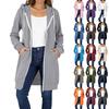 Women's Zip Up Hoodies Long Sleeve Long Tunic Sweatshirts Oversized Fleece Casual Fall Jacket Coat With Pocket
