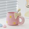 Жаропрочные керамические кружки с бантом, чашка для напитков, милые кофейные чашки для дома
