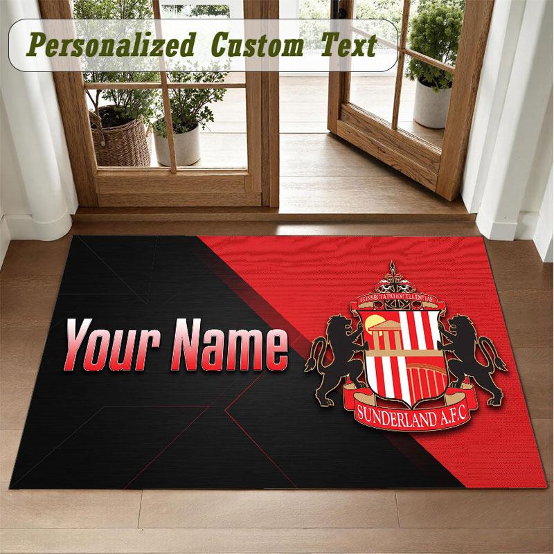 Crystal Velvet Square Rug Custom NameSunderland FC Pattern Non Slip Home Floor Decor Rug