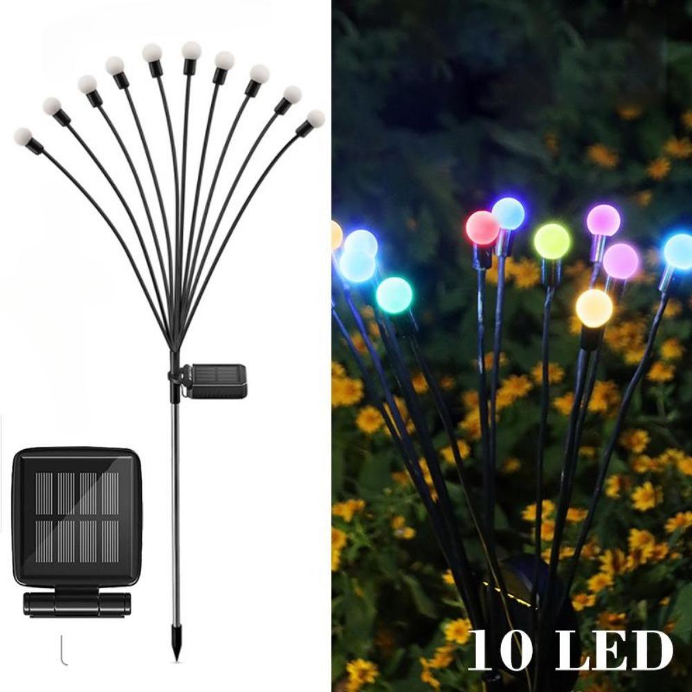 6/8/10 LED Solar Garden Lights Powered Firefly Lights Outdoor Waterproof Vibrant Garden Lights for Patio Pathway Decoration,Warm