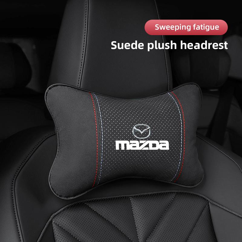 For Mazda 3 6 CX5 2 CX3 CX9 MX5 RX8 Axela Demio CX30 CX7 Suede Car Neck Pillow Headrest Lumbar Support Pillow Spine Protect key GH4