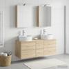 5 Piece Bathroom Furniture Set Sonoma Oak Engineered Wood and Glass