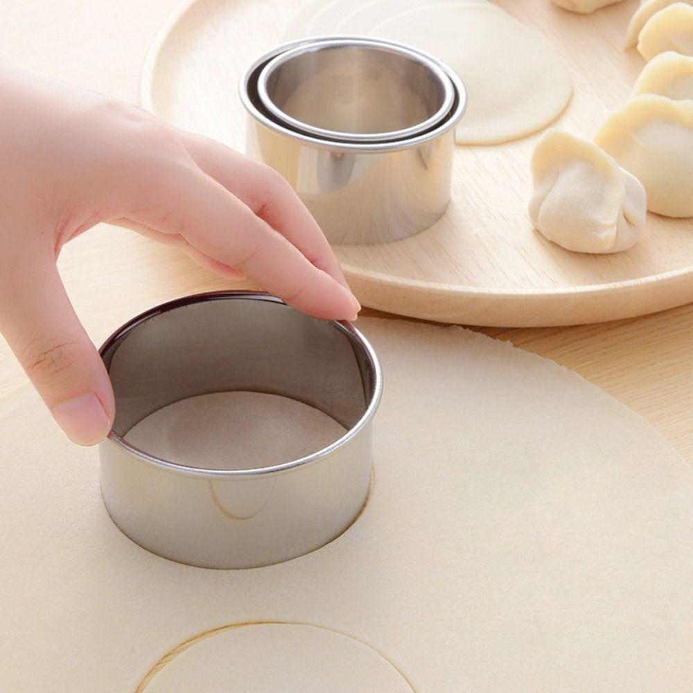 5Pcs Round Biscuit Mold Set Stainless Steel Baking Mould Dumpling Skin Cutters Dumpling