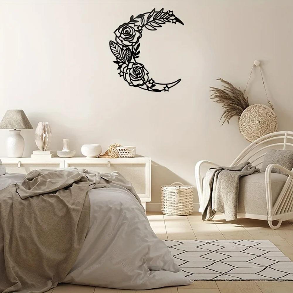 Настенное искусство с фазами Луны – декор для дома в стиле бохо-луния, элегантное подвесное металлическое настенное украшение, стильное настенное искусство для современных пространств