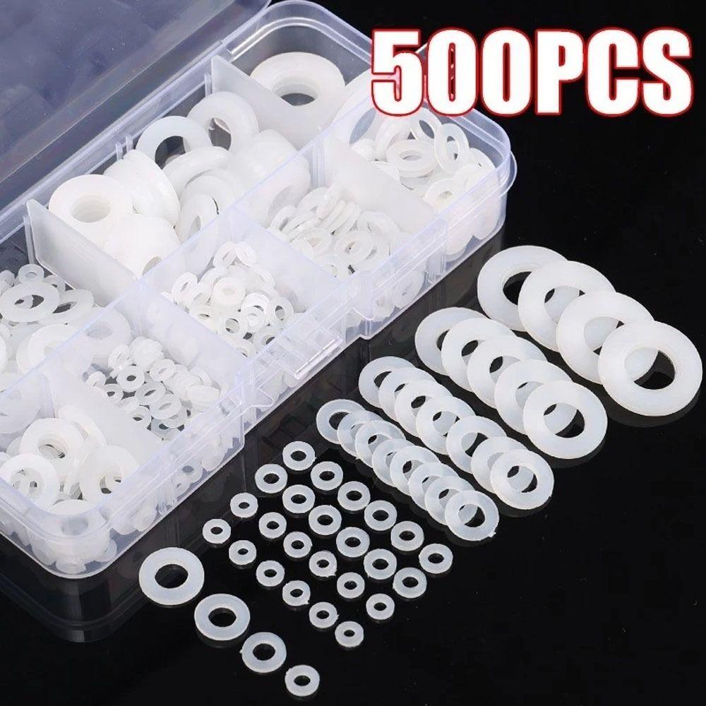 500Pcs/Box Insulation Gaskets Nylon Gasket M2-M10 Flat Washers Wear-resisting Insulation Spacers