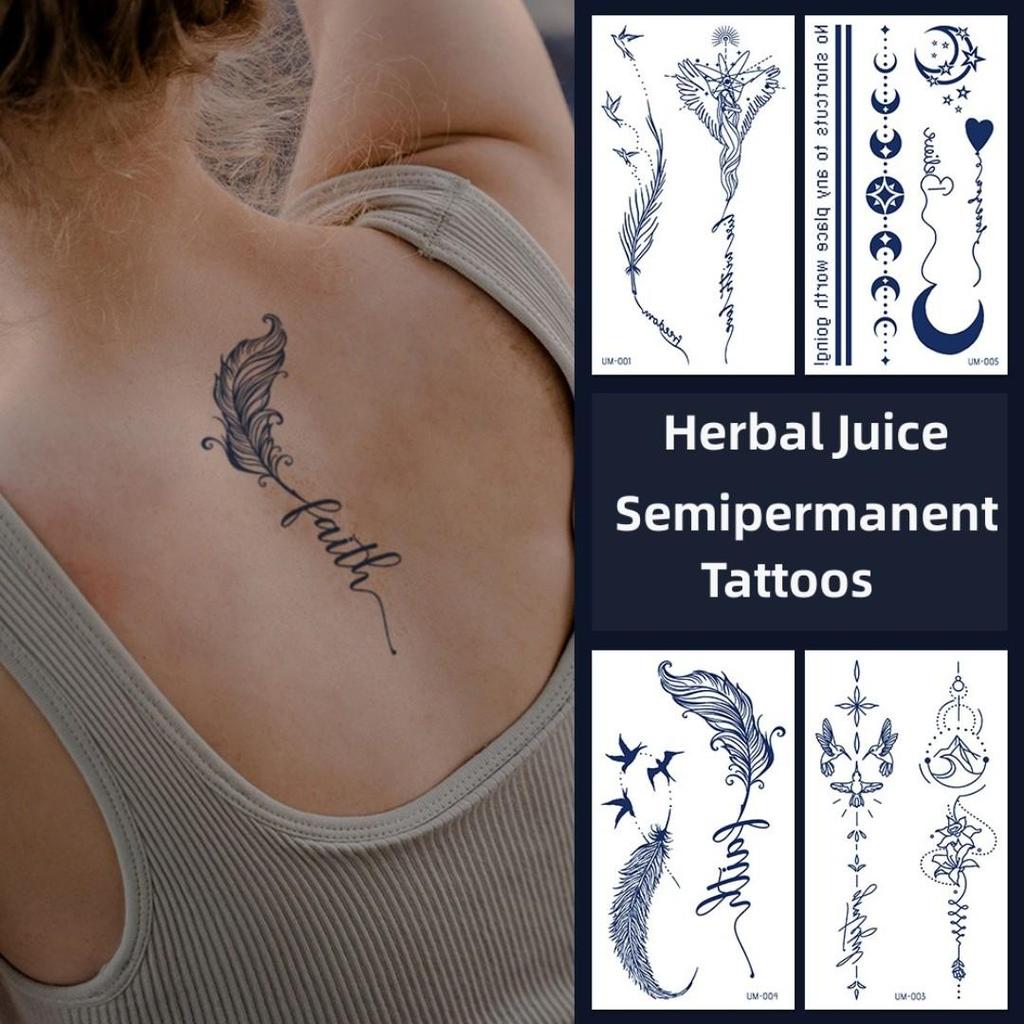 1 Sheets Semi Permanent Realistic Waterproof and Removeable Herb Tattoo Women's Back Tattoos Long Lasting