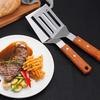 Stainless Steel Frying Spatula Set with Wooden Handle Heat Resistant Solid Turner