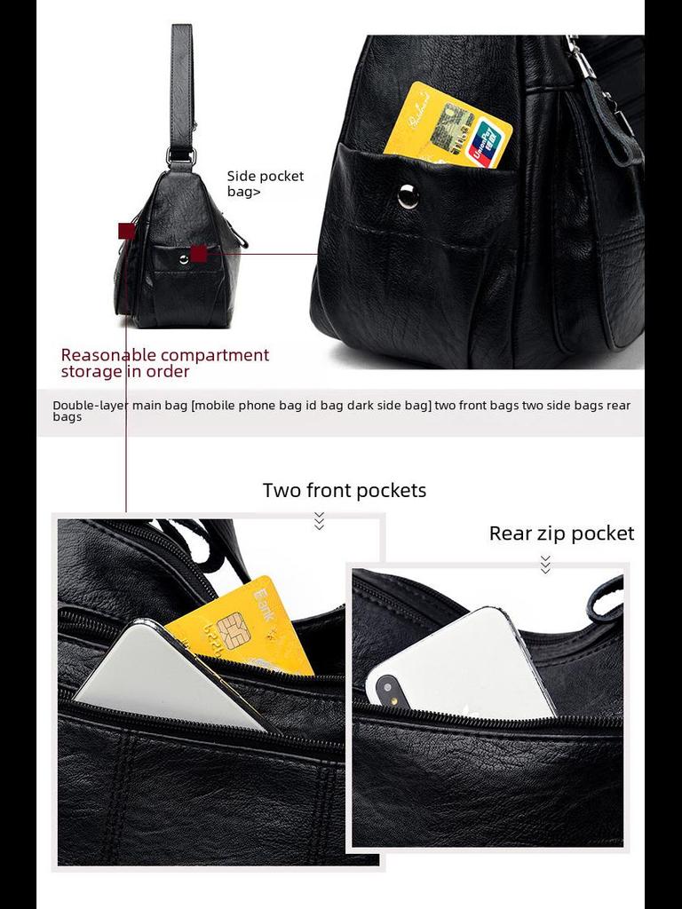 2023 Women's Solid Color Casual Shoulder Messenger Bag - Simple, Versatile, Large-Capacity Tote for Middle-Aged Ladies